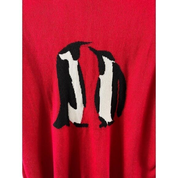 Tommy Hilfiger Penguin Novelty Print Lightweight Crew Neck Sweater Large Red - Picture 3 of 12
